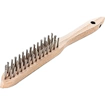 Brosse Manuelle 125231 Pour Tous Les Travaux De Brossage Fin | 3 Rangées Avec Poignée En Bois De Hêtre | Poils En Fil D'acier Inoxydable De 0,15 Mm