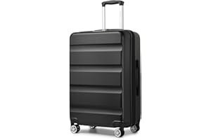 Kono Medium 24" Suitcase | Expandable Hard Shell Luggage | Lightweight | TSA Lock | 4 Sturdy Spinner Wheels | Travel Carry-On Luggage (Black,65x43.5x25cm)