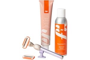 Fler Smooth Skin Set - Rasoio Donna con Supporto e 2 Lamette di Ricambio, Rasoi Unisex, Set con Mousse per la Depilazione e Crema Corpo Lenitiva, Lametta con Aloe Vera, Lilla Lilac