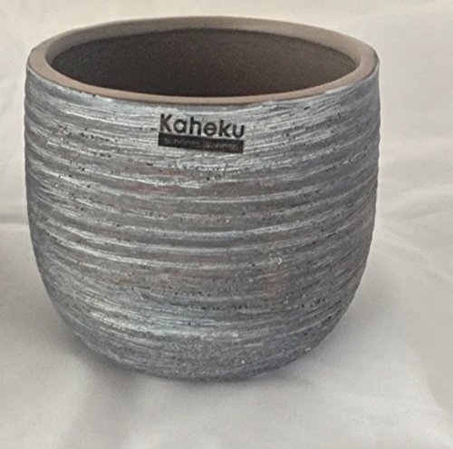 Blumentopf Übertopf Keramik grau hochwertig von Kaheku Ø 11 cm • 3 Größen zur Auswahl, Blumentöpfe Übertöpfe (Ø 11 cm • 9,5 cm hoch) - 3