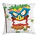 Produktbild Tiki Bar Throw Pillow Cushion Cover, Native Man Wearing a Mask Illustration Cartoon Tribal Costume Primitive Ritual, Decorative Square Accent Pillow Case, 18 X 18 Inches, Multicolor