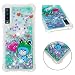 Produktbild Misstars Glitzer Flüssig Hülle für Samsung Galaxy A7 2018 A750, Bling Transparent Weich TPU Silikon mit Muster Grün Frosch Design Backcover Ultra Slim Kratzfeste Stoßfest Schutzhülle