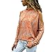 Produktbild VJGOAL Damen Bluse, Gute Qualität Schick Mode kalte Schulter Rollkragen Langarm Bluse lässig geometrische Blumendruck lose herbstliche Jumper Top Orange , 40