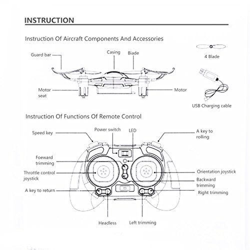FPVRC Mini RC Quadcopter Drone Hubschrauber Flugzeug UFO 2.4G 4CH 4Aixs Eine Taste zur Rückkehr Headless Modus mit Fernbedienung Hubschrauber Unbemannte Hubschrauber New Spielzeug (Weiß) - 9