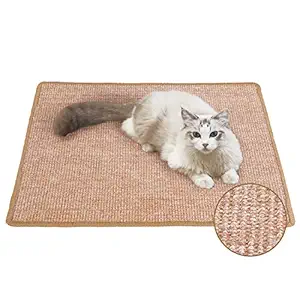 FUKUMARU Cat Scratcher Mat, 23.6 X 31.5 Inch Natural Sisal Cat Scratch Mats, Horizontal Cat Floor Scratching Pad Rug, Protect Carpets and Sofas Brown