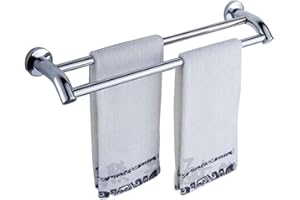 PHOEWON Towel Shelf Multi-Function Towel Rack SUS304 Stainless Steel Towel Storage Wall Mounted Bath Towel Rail, Single Towel Bar for Bathroom (Double Bar)