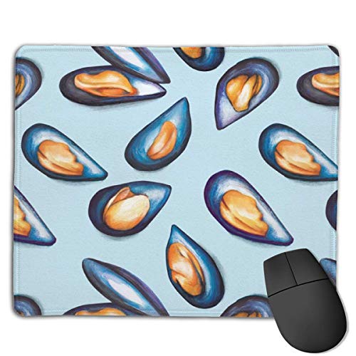Preisvergleich Produktbild Lebensmittel Lebensmittelmuster Miesmuscheln Meeresfrüchte Mauspads, rutschfeste Mausmatte, abwaschbares, vernähtes Mousepad für Gaming, Computer, Laptop, 25x30cm
