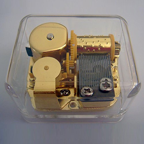 AWAY IN A MANGER See-Through Wind Up Music box Gold plated retro Musicbox