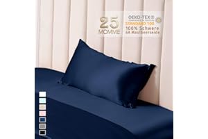 ‎THXSILK THXSILK 25 Momme Seide Kissenbezug für Haar und Haut - Maulbeerseide Kissenbezug - Hypoallergen mit Versteckter Reißverschluss - Pure Seide auf Beide Seiten … (Marineblau, 50x75cm)