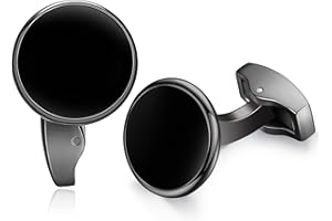 HONEY BEAR Herren Weiß Perle Schale Stein/Schwarz Achat Onyx Manschettenknöpfe Cufflinks Edelstahl Manschettenknopf für Hemd, Hochzeit Geschäft Geschenk,MEHRWEG