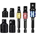 Wohot 7Pcs Impact Socket Adaptor Set - Drill Into High Speed Nut, 1/4", 1/2", 3/8" and 4pcs Conversion Adaptors