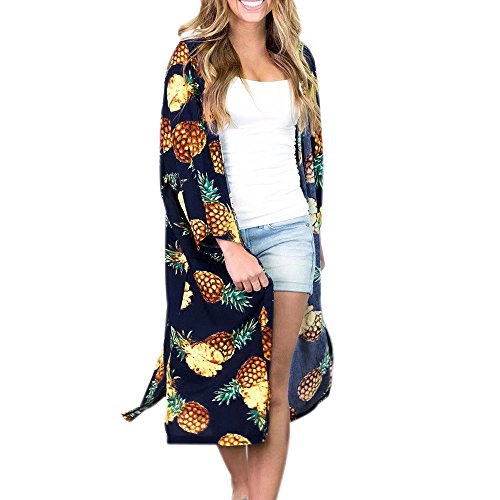 Preisvergleich Produktbild JERFER Damen Ananas Print böhmischen Kimono Cardigans Bluse bedeckt Ups Cardigan