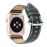 Amoyl für Apple Armbanduhr Lederband2 Hermes,  42 mm/38 mm Lederband für iWatch Zubehör Band (braun/schwarz/grün/khaki/blau), armee-grün, 38 mm