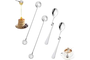 CTCEHL Cuillère à miel,lot de 4 cuillere nutella et cuillere miel,Cuillère miel acier inoxydable et cuillère à confiture suspendue,Acier Inoxydable cuillère à Miel,Pour confitures,Sirops,Yaourt,Mélasse