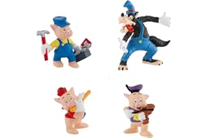Bullyland Set Tre Porcellini e Lupo Ezechiele, Statuette senza PVC, Gioco Immaginativo, Collezionabile, Multicolore, Dipinta a Mano, Walt Disney, Cake Design, Altezza 6-10 cm