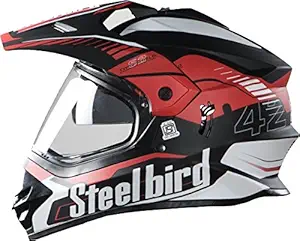 Steelbird Helmet SB-42 ABS Shell Airborne Matt Black/Red Large 600 mm with Plain Visor (P Cap)