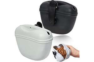 EIHI 2 PCS bolsas de silicona para comida para perros, alimentación para perros, bolsas de silicona para entrenamiento de snacks para perros, bolsas de entrenamiento para mascotas(Negro y gris)