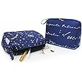Silverlinen Official Harry Potter 100% Cotton Multipurpose Pouch with Waterproof Lining & Zipper (Size 9 in x 6.5 in) - Set of 2 - Blue & Gold