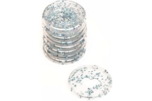 Craftelier - Anneaux en M en Pastique à Paillettes avec Cœur Découpé pour la Reliure des Agendas, Carnets ou Albums de Scrapbooking | Lot de 9 Pièces de 35 mm Diamètre - Couleur Bleu avec Pailletté