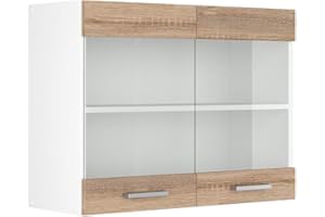 Vicco Mobile da cucina in vetro R-line, Sonoma/Bianco, 80 cm