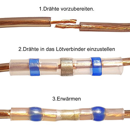 Faburo 50 tlg Lötverbinder Sortiment, Schrumpfverbinder Stoßverbinder Kabelverbinder Quetschverbinde - 5