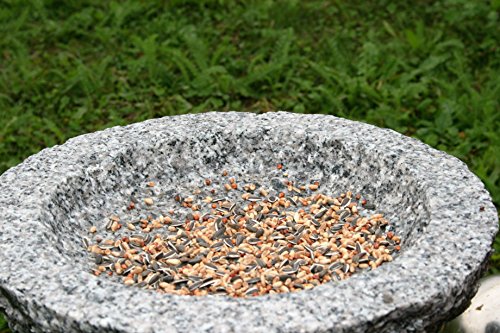 Vogelbad aus Granit mit Fuß (4 Steinvögel am Rand sitzend) - 4