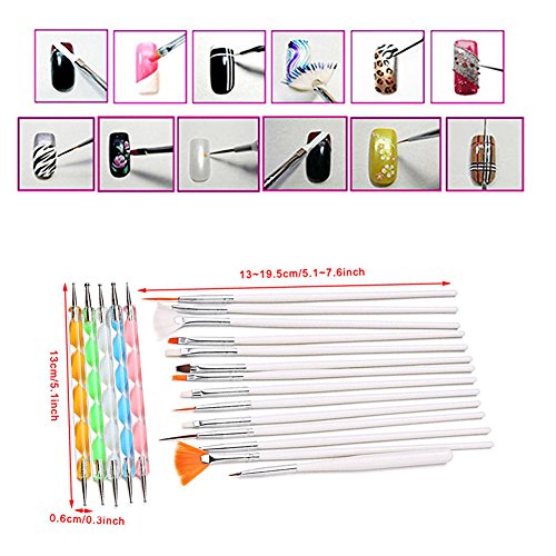 20 Stück Nail Art Pinsel + Punktierung Werkzeuge ,CIDBEST® Nail Art Design Malerei Zeichnung Pinsel-Punktierung Detaillierung Pen,Nail Art Bürste, Punktierung Detaillierung Pen, Marbleizing Punktierung Pen-Werkzeug-Satz, Schönheits-Anstrich-Polnisch-Bürsten und Punktierung Stift-Werkzeug-Set für natürliche, Falsch, Acryl- und Gel-Nägel - 5