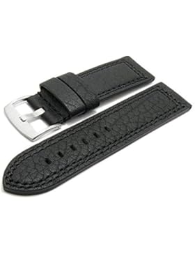 Meyhofer Uhrenarmband Venosa 26mm schwarz Leder genarbt Doppelnaht MyHeklc29/26mm/schwarz/DN