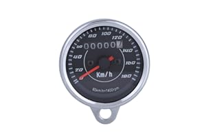 EVGATSAUTO Tachimetri per moto, argento universale Tachimetro per moto km/h Doppio indicatore chilometraggio Contagiri Moto Contachilometri Contachilometri Segnale strumento con luce LED