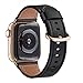 Produktbild WFEAGL Kompatibel mit Watch Armband 38mm 40mm,Top Grain Lederband Ersatzband mit Golden Adapter mit für Serie 4/3/2/1 Sport, Edition (38mm 40mm, Schwarz+Golden Adapte)