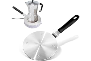Gocoffun Wärmeverteilerplatte für Gasherd, Induktions-Adapterplatte aus Edelstahl mit Entfernungsgriff, für Kochgeschirr, Simmerring, Induktionskochfeldplatte, Wärmeverteiler (20,1 cm)