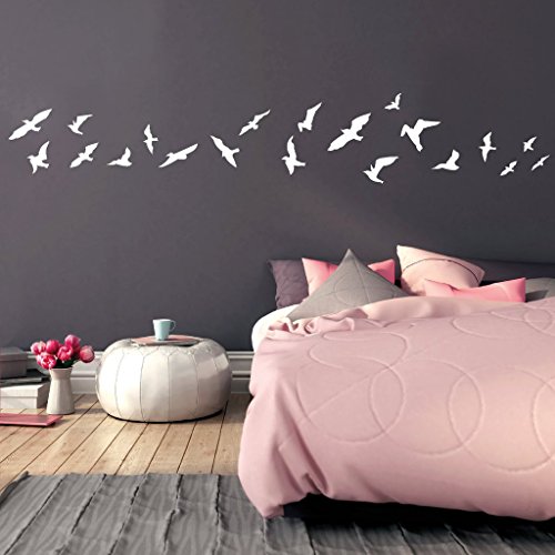 Wandtattoo Loft „Vogelflug“ 20teilig / Vögel im Set / Wandsticker / Wandtattoo / Wandaufkleber / 54 Farben / 3 Größen / weiß / 20 x 131 cm - 4