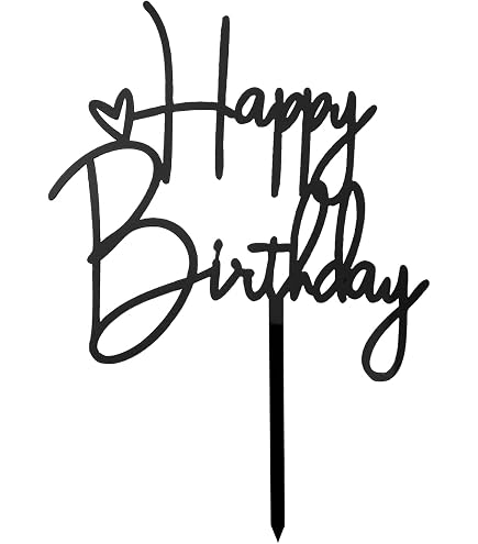 10 Schwarze Schleifen & Happy Birthday-Schild – Tortenaufsatz Aus Stoff & Karton, Dekoration Für Kuchen & Feiern