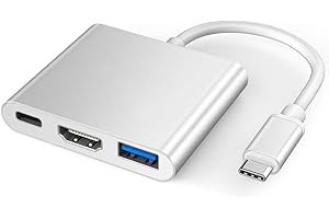 XVZ Adaptador de USB C a HDMI, concentrador 3 en 1 con USB 3.0, Puerto de Carga, convertidor Digital HDMI Compatible con Nintendo Switch, MacBook, Chromebook/DELL/Samsung