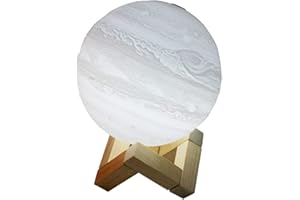 Abcsea 3d Night Light, Giove Lampada, Colore Lampada Luna 3D Confortevole, Romantico Lampada Luna LED, 12 cm 3 Colori