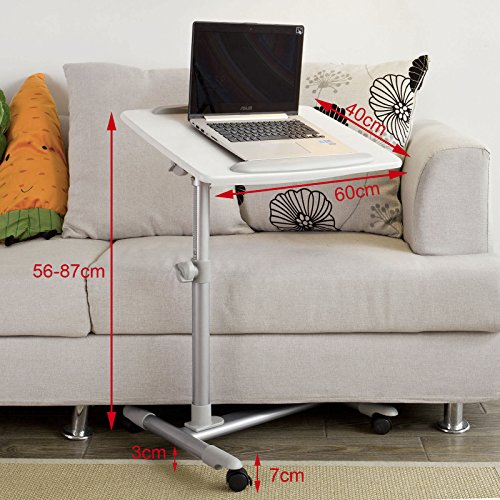 SoBuy Nursing Home Auto-Touch Overbed Table Sofa Side Table, Laptop Table, Healthcare Table, FBT07N2-W