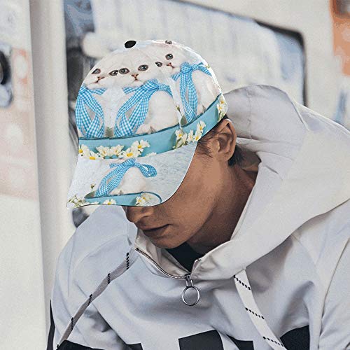 Preisvergleich Produktbild Fluffy Kitten with Bluebell Verstellbare Baseballmütze Druck Baseballmütze Dad Hat 100% Baumwolle Weiche Passform Männer Frauen Unisex Hip-Hop Sport Sommer Strandaktivitäten