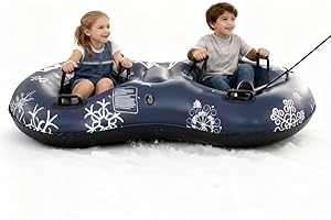 Luges Gonflables 2 Places pour Enfants et Adultes: JanTeelGO 167cm Tige de Neige Portable avec Corde de Remorquage - Épaissi de 0,5 mm pour Les Sports d'hiver