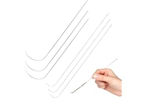 TIETOY 6 Pcs Beading Needles Set, Curved Bead Spinner Needle 9.5x2.5 cm and 11.7x0.8 cm Opening Flexible Large Eye Beading Needle for DIY Beading Jewelry Making Crafts