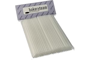 bakeryteam Lot de 100 bâtons en plastique Blanc 150 mm x 4 mm