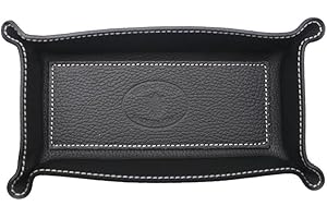 FrasiBags Svuotatasche Design Moderno in Vera Pelle Made in Italy, Vassoio Portaoggetti Ingresso, Svuota Tasche da Ingresso Organizer Scrivania Rettangolare Piccolo (Nero)