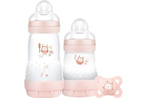 MAM Easy Start Colours of Nature Starter Self Sterilising Anti Colic Starter Set, Non-Shiny Matt Finish Newborn Bottle Set and Soother, Newborn Essentials (Designs May Vary)