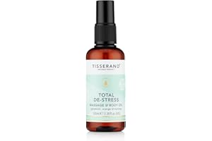 Tisserand Aromatherapy - Total De-Stress - Massage & Body Oil - Orange, Geranium, Nutmeg Essential Oil - 100% Natural Pure Essential Oils - 100ml