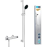 GROHE Precision Flow 34805001 Thermostatic Shower Mixer Shower Rod Set, Stick or Drill, Chrome