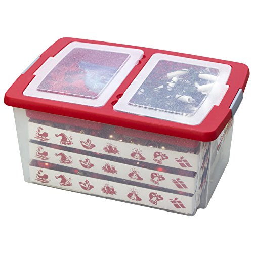 Aufbewahrungsbox für Christbaumschmuck – bis zu 72 Kugeln und Zubehör – 1 Box mit 51 Liter + 1 Deckel mit Einlegern - 4