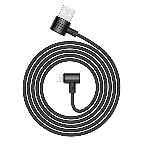 magnetisch Lightning Ladekabel, Baseus 1 m/Auslöser [90 Grad rechtwinklig] langlebiges Lightning-auf USB-Sync & Ladegerät Kabel Ladekabel für iPhone 7/7 Plus/6/6S/6S Plus/iPad/iPod (schwarz + black-1 m) - 2