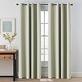 H.Versailtex Verdunklungsvorhänge, Hellgrau/Beige Vorhänge Blickdicht mit Ösen 2 Stück 245 CM x 140 CM (H x B), 2er-Set