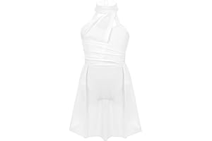 TTAO Enfant Filles Justaucorps Gymnastique Classique Tutu Tulle Robe Ballet Danse Asymétrique Robe sans Manches Léotard Jazz Latine Robe Patinage Costume Soirée 6-16 Ans