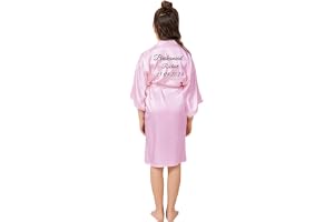 JazJoz personliga mjuka satinrockar för barn enfärgade kimono badrockar för spa födelsedag bröllop nattliv fest med glitter s