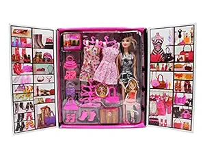 Tzoo Girls Fashion Doll with Dresses Makeup and Doll Accessories, Style Wardrobe Doll Set for Girls, Doll Toy for Kids